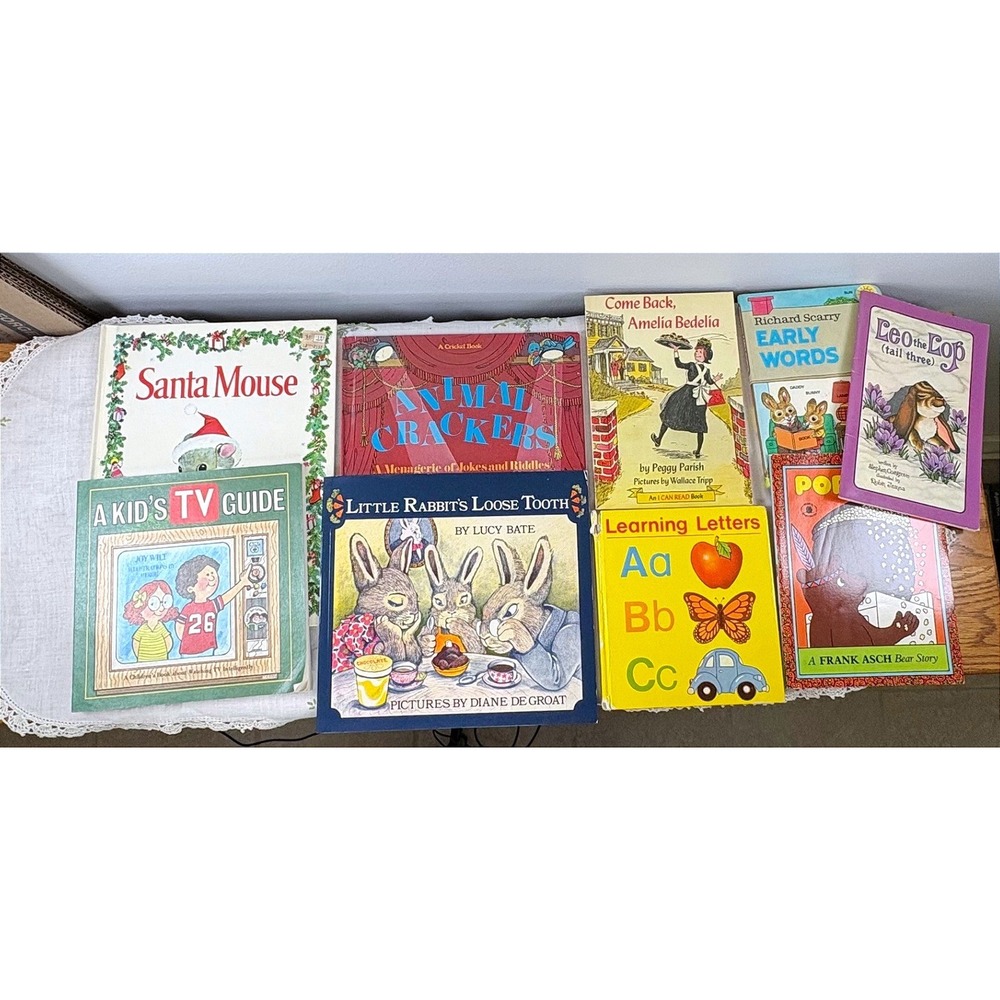 Vintage Childrens Book Lot Santa Mouse Little Rabbit Amelia Bedelia 9 Books
